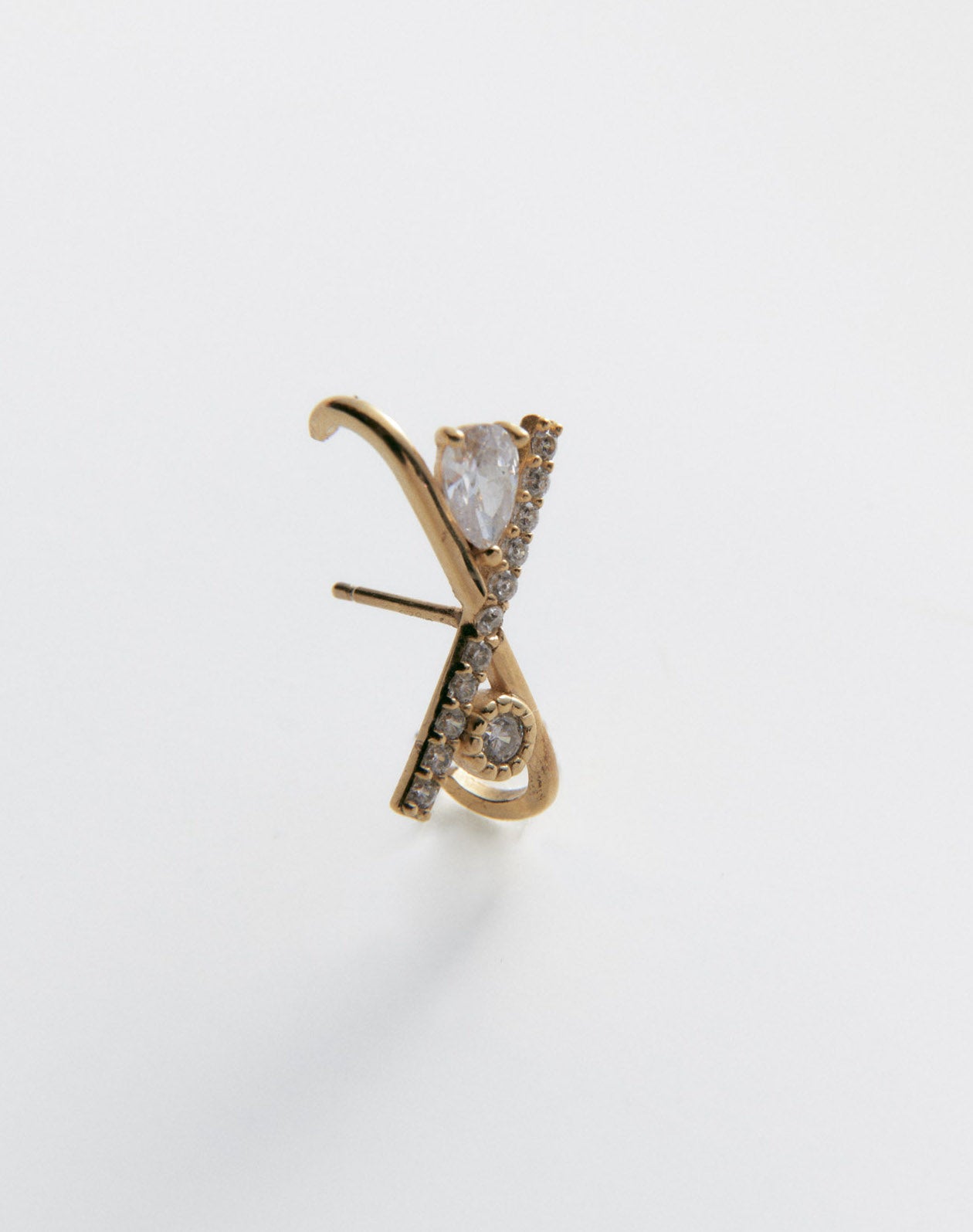 Kaia Pear Cut Stone Earlobe Cuff Earring