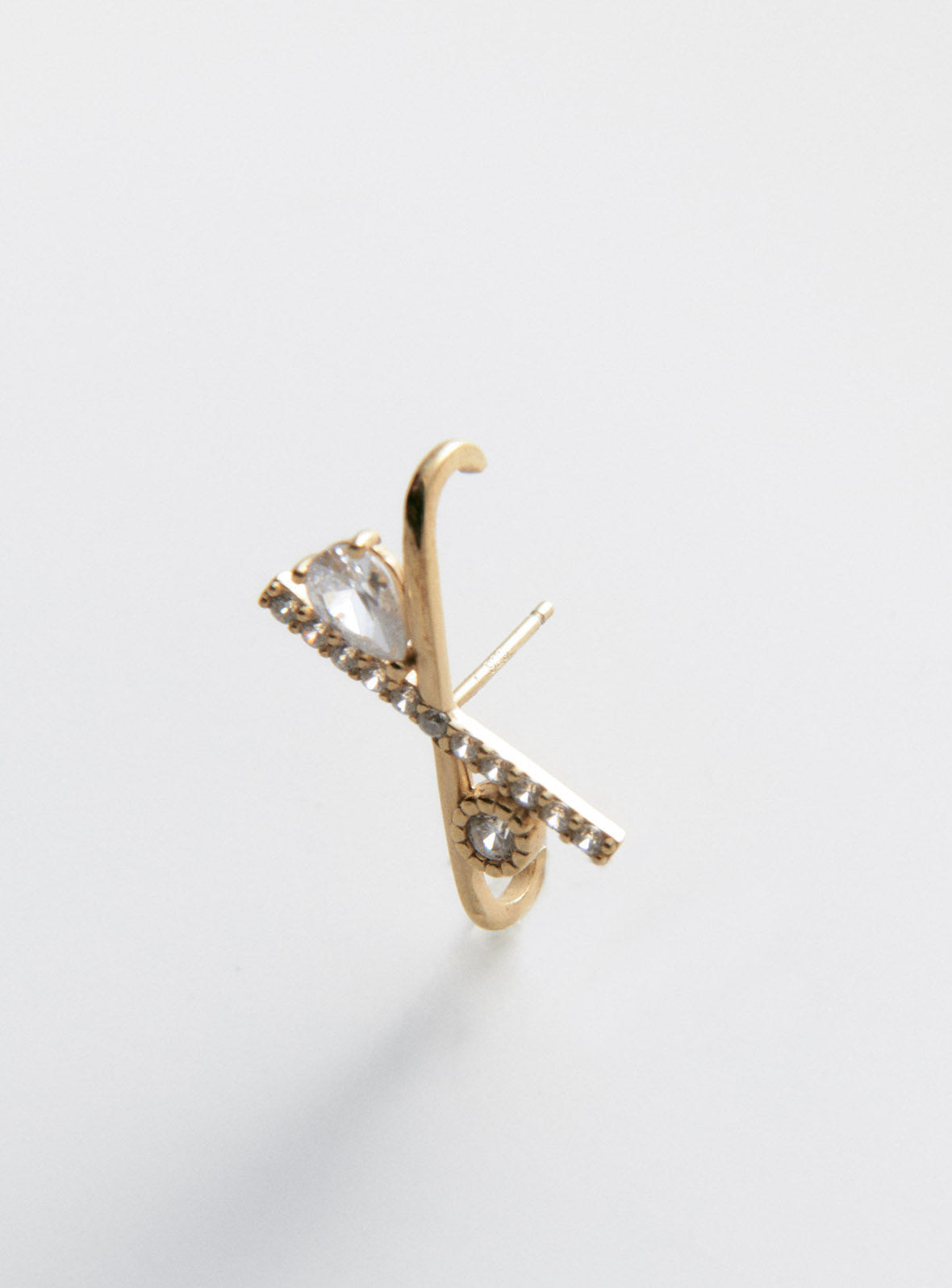 Kaia Pear Cut Stone Earlobe Cuff Earring