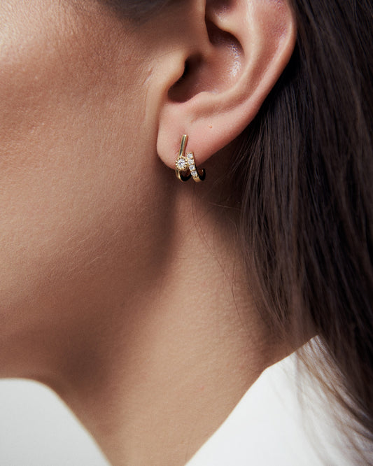 Gold Pave Earlobe Huggie Earring