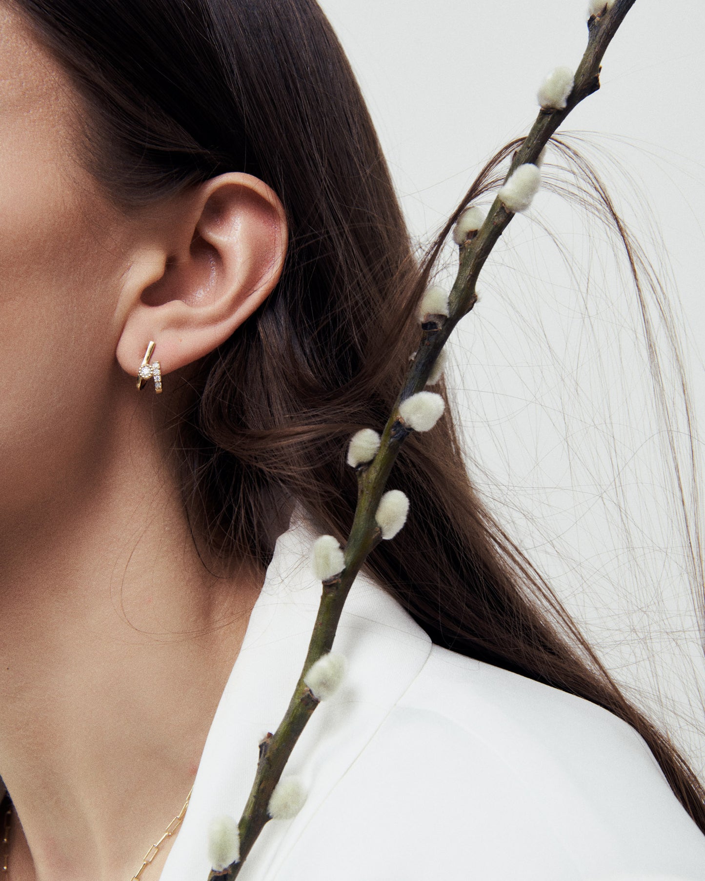 Navi Gold Pave Earlobe Huggie Earring