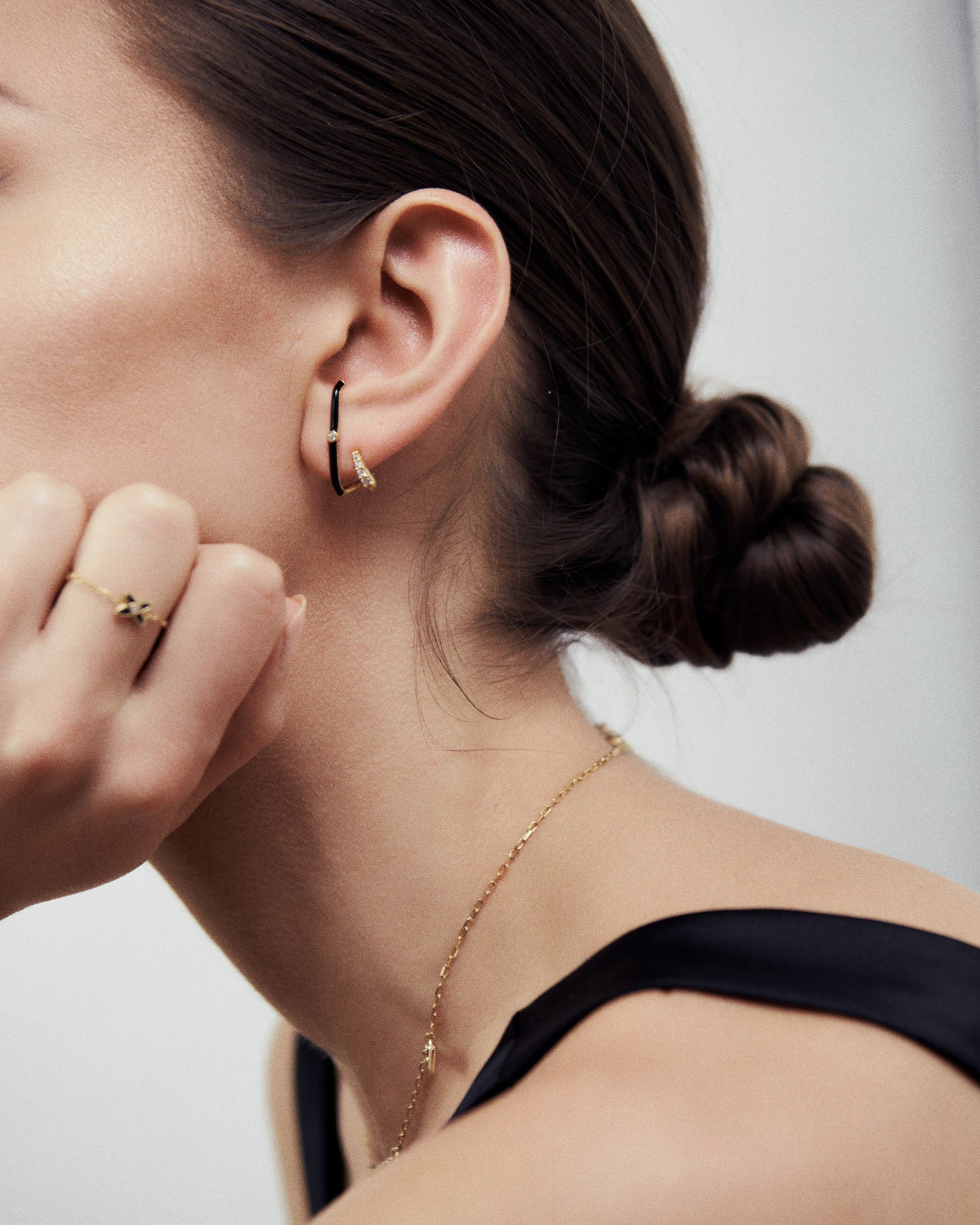 Stella Black Earlobe Cuff Earring