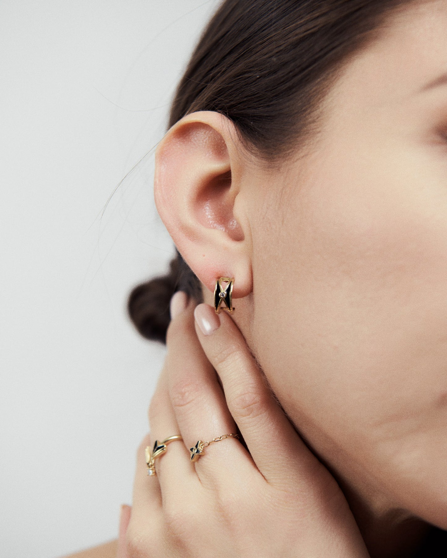Celia Enamel Huggie Earring